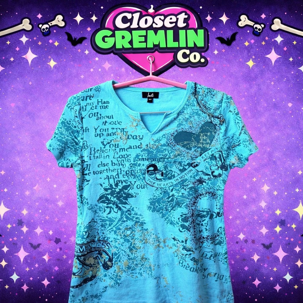 Blue Graphic Y2K Women's Top
